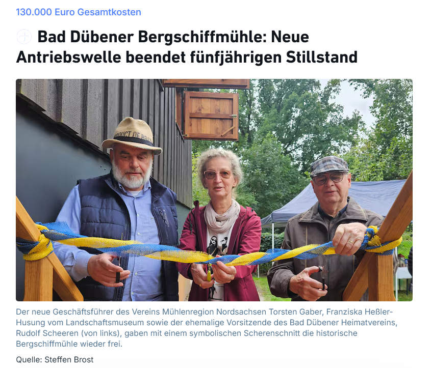 Sanierung der Bergschiffmühle in Bad Düben ist abgeschlossen